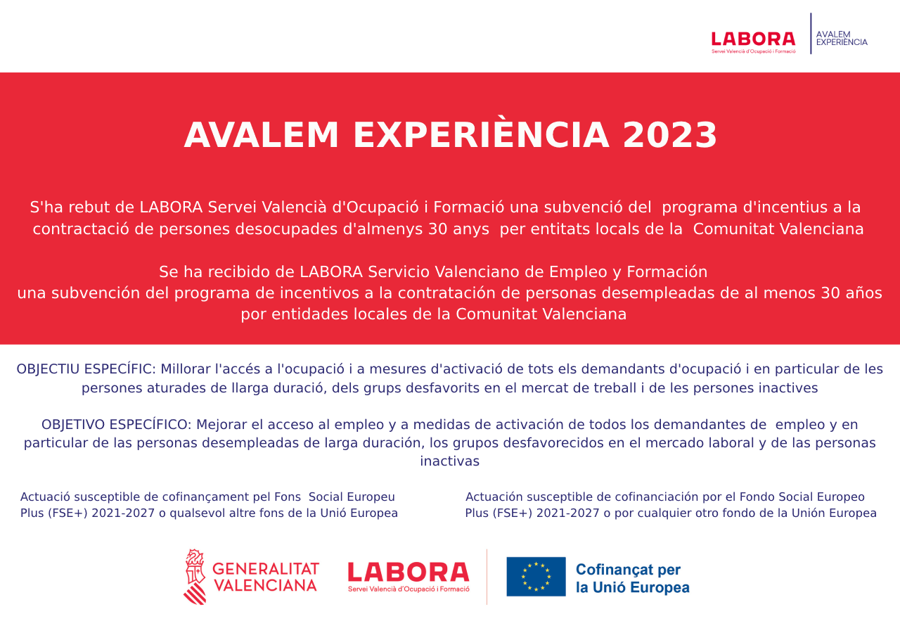 cartel publicitario explus avalem experiència 2023